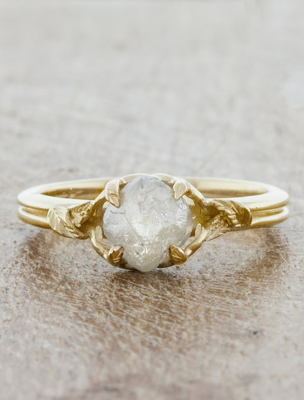 caption:Customized with rough diamond in 14k yellow gold