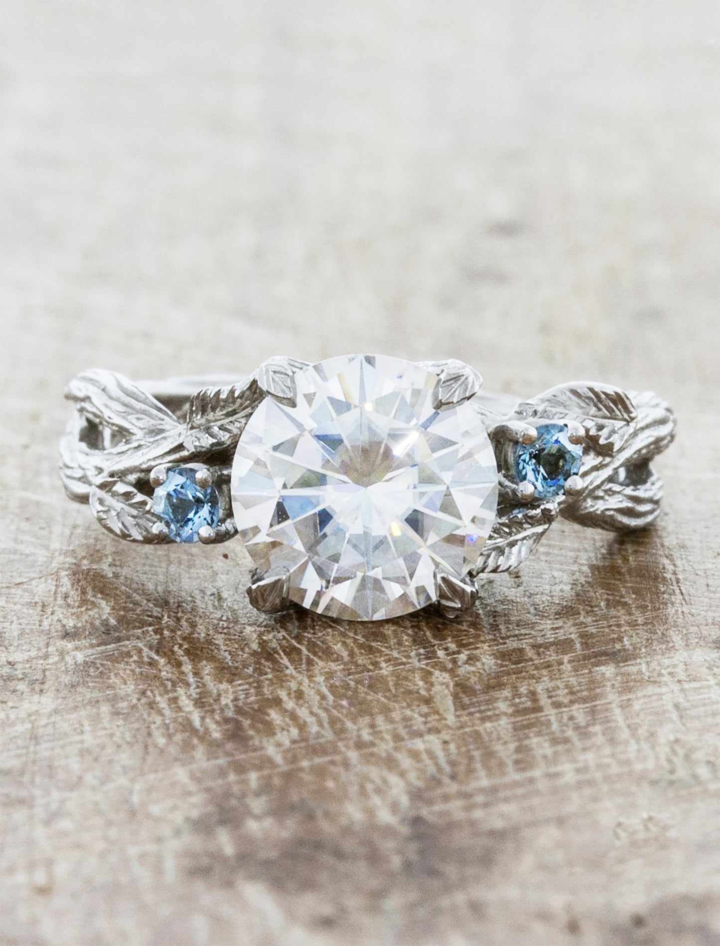 caption:Customized with aquamarine side stones