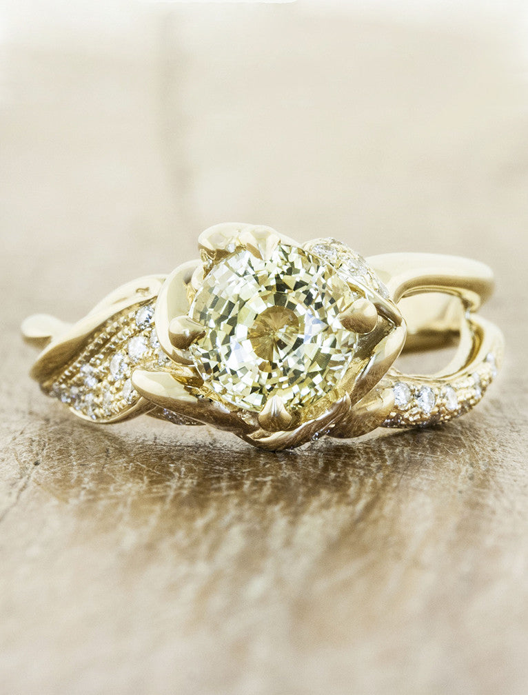caption:Customized with round yellow sapphire in yellow gold