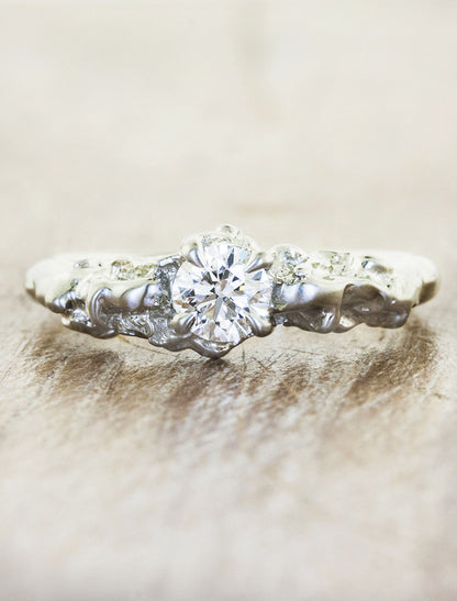 organic sculptural diamond engagement ring - white gold