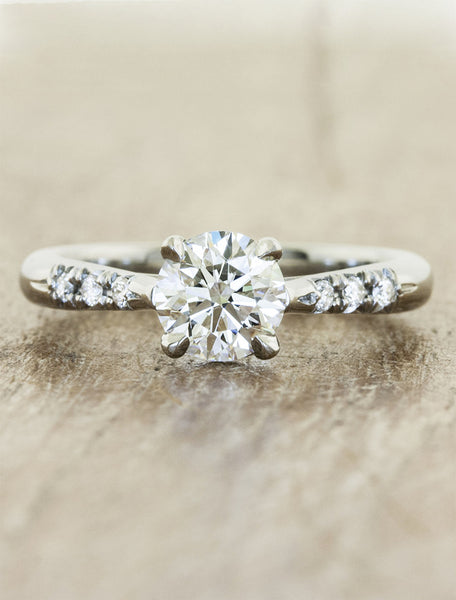 Unique vintage inspired engagement ring;caption:1.00ct. Round Diamond Platinum