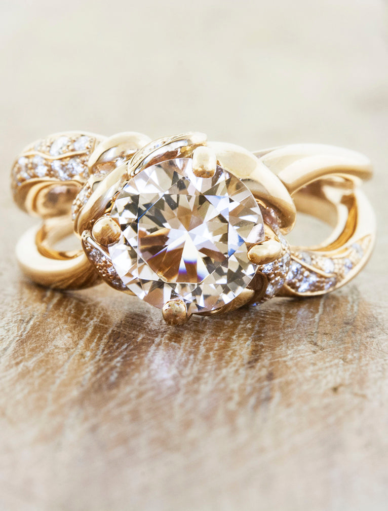 caption:Customized with 2ct round morganite in 14k rose gold