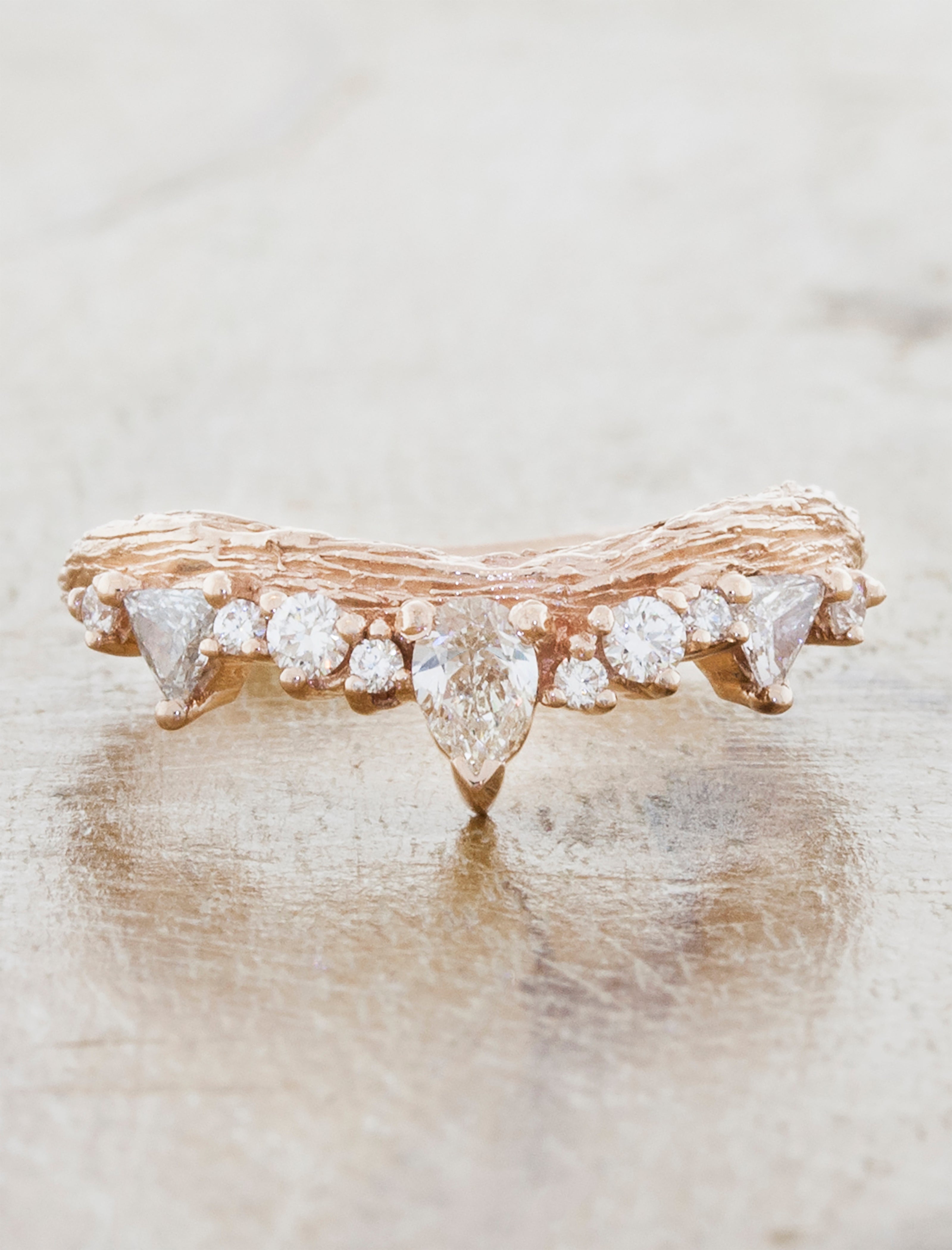 Anani: Tree Bark Textured Diamond Engagement Ring