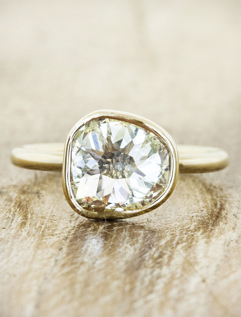 Mettie: Yellow Gold Rose Cut Diamond Bezel Ring Ken Dana Design