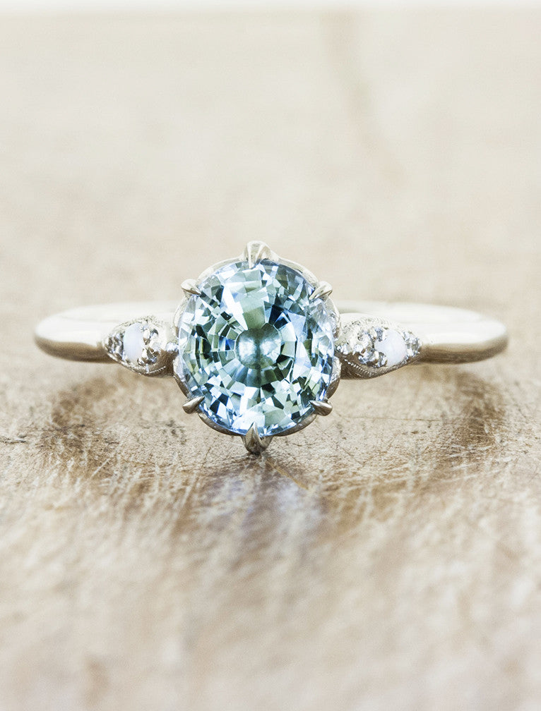 unique ocean blue gemstone engagement ring