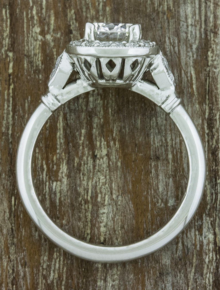 intricate setting, brushed platinum engagement band