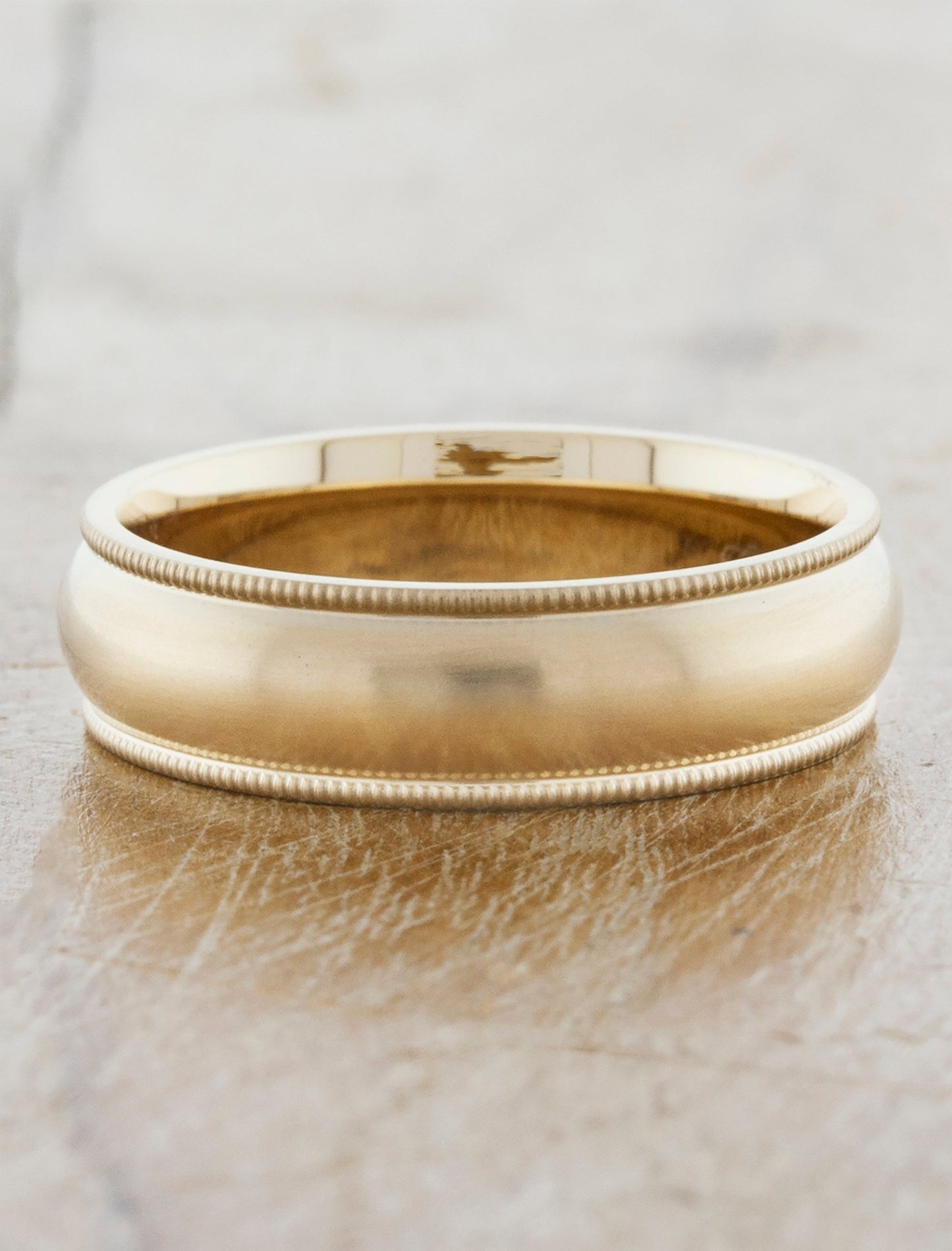 caption:Shown in 14k yellow gold with satin finish