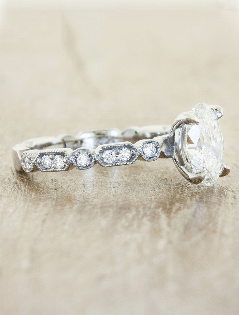 vintage inspired oval diamond engagement ring