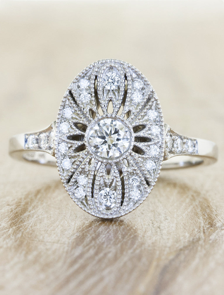 Aurelia: Oval-Shaped Ornate Diamond Engagement Ring Ken  Dana Design