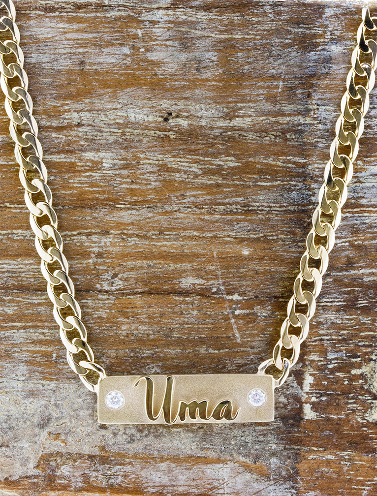 Uma: Personalized name plate necklace Ken Dana Design