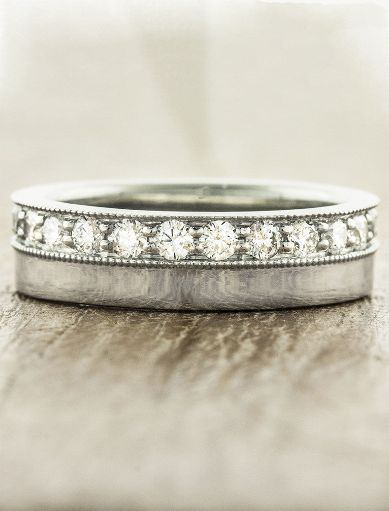 classic diamond wedding band - two tiers, brushed platinum