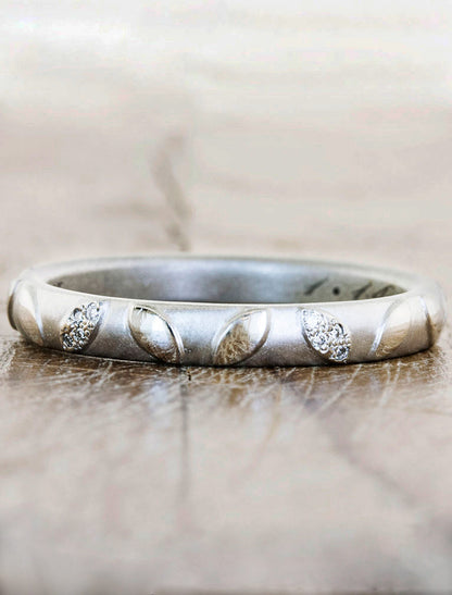 leaf imprint textured wedding ring