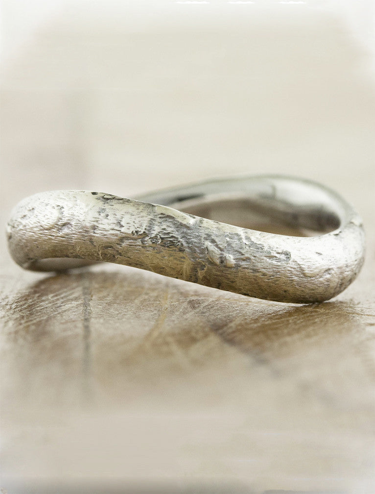 textured, 3mm sculptural wedding band