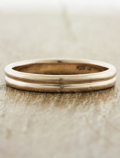 men's thin double band wedding ring