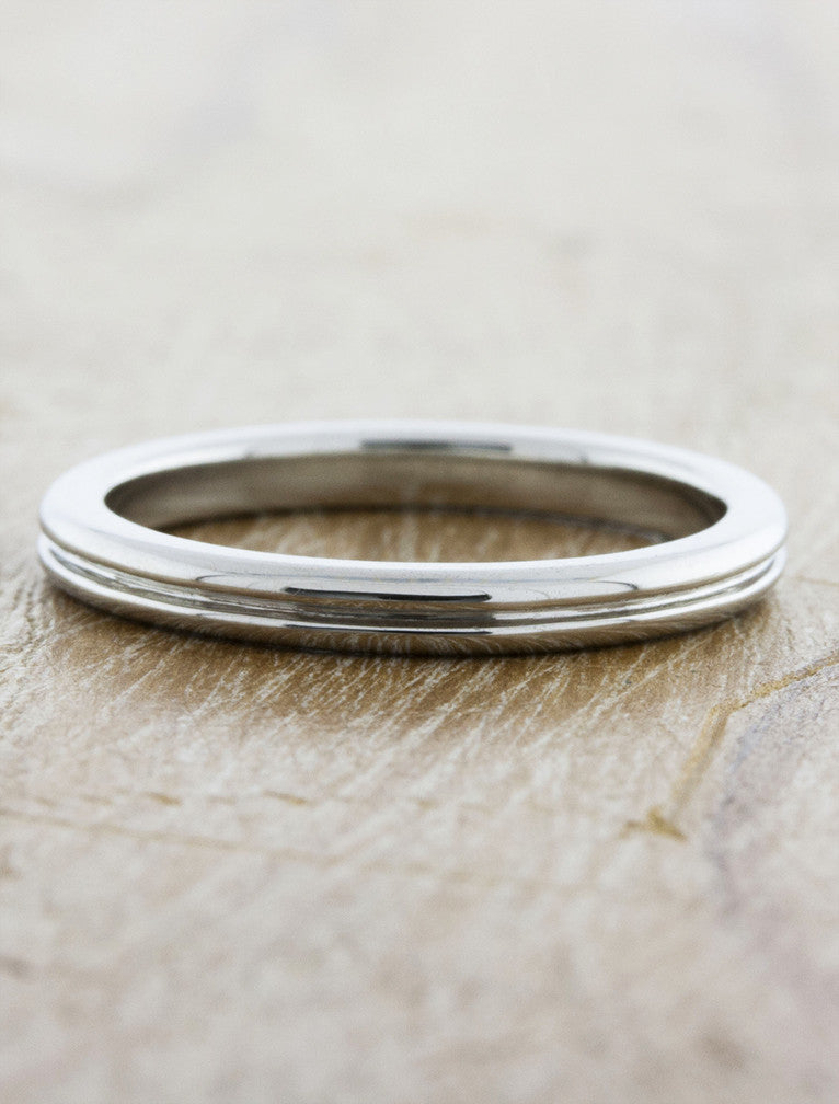 men's 3mm thin double band wedding ring