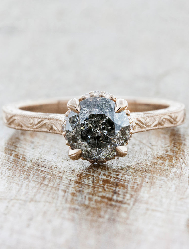 caption:Customized with salt & pepper diamond in 14k rose gold