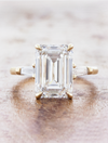 caption:Shown with 4.5ct emerald cut diamond in 14k yellow gold