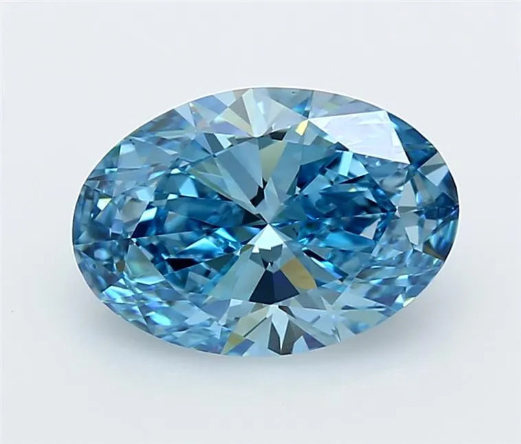 3.01ct Oval Lab Grown Diamond (Colour Fancy Vivid Blue, Clarity VVS1, IGI Certified)