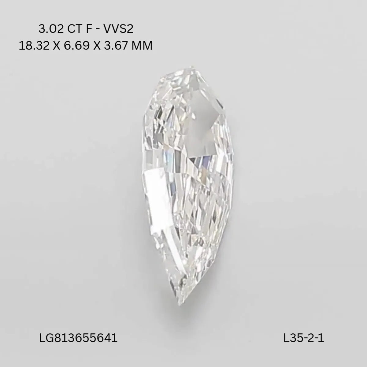 3.02ct Pear Lab Grown Diamond (Colour F, Clarity VVS2, IGI Certified)