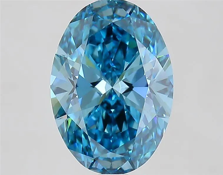 3.06ct Oval Lab Grown Diamond (Colour Fancy Vivid Blue, Clarity VVS2, IGI Certified)