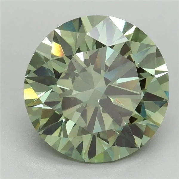 3.27ct Round Lab Grown Diamond (Colour Fancy Vivid Green, Clarity VS2, Cut EX, IGI Certified)