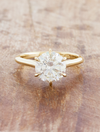 caption:Shown with 3ct round in 14k yellow gold