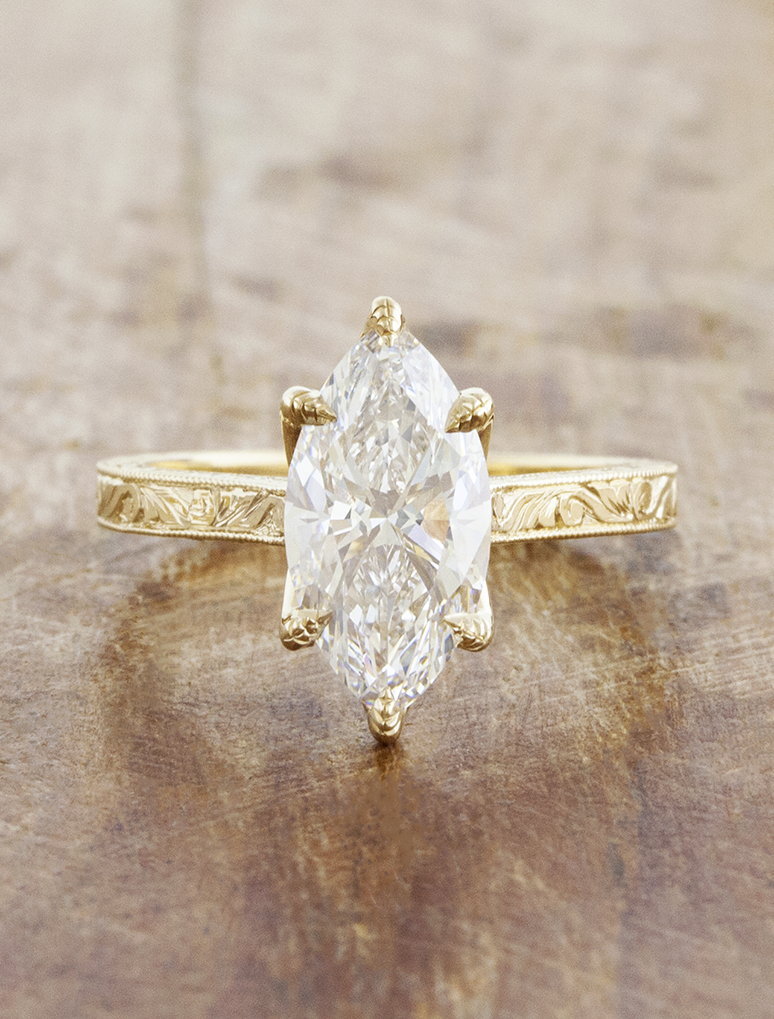 caption:Shown with 2.25ct marquise in 14k yellow gold