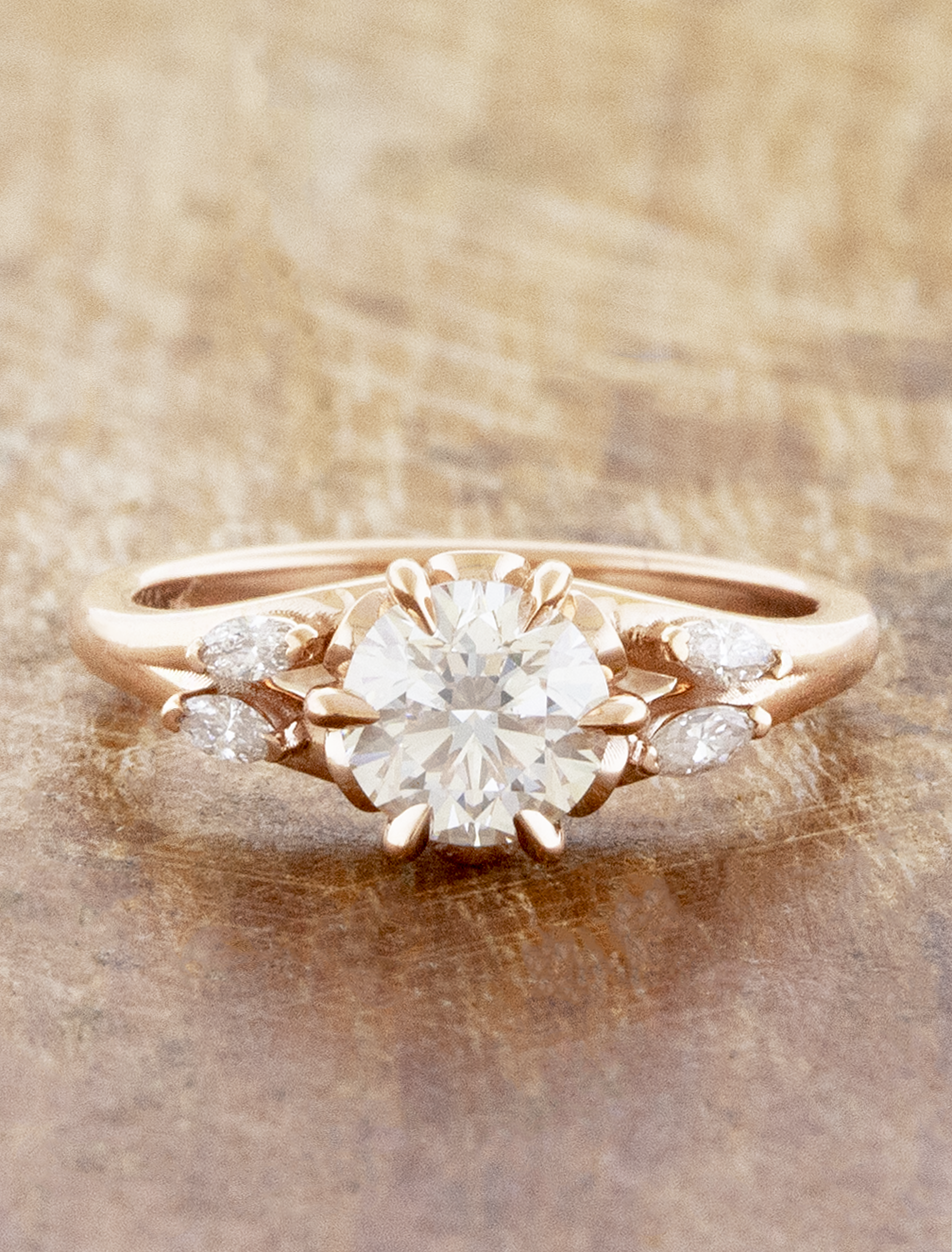 caption:Shown with 1ct round in 14k rose gold