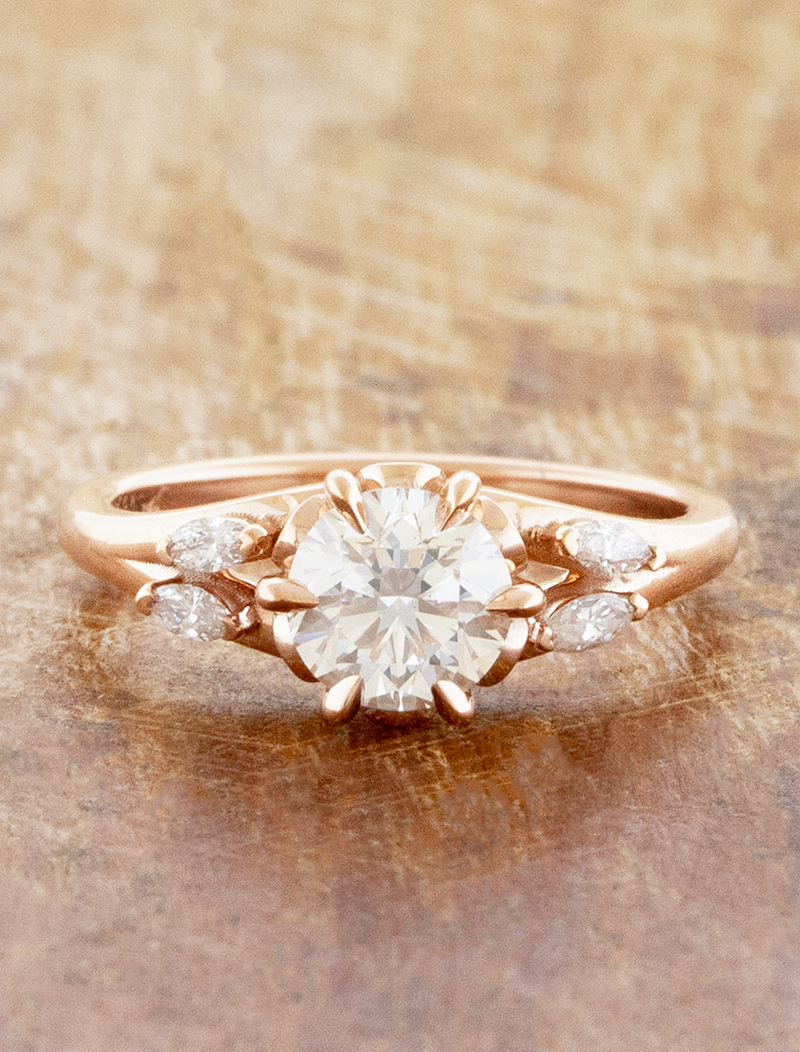 caption:Shown with 1ct round in 14k rose gold