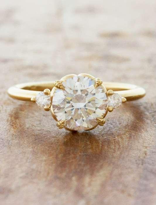 caption:Shown with 1.7ct round diamond in 14k yellow gold