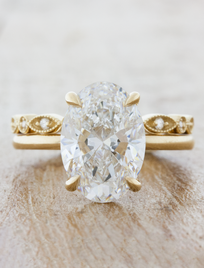 Aubrey: Vintage-Inspired Wedding Band with Diamonds & Milgrain | Ken ...