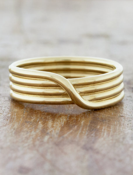 2mm Linear Hammered Band in 18k Yellow Gold - EC Design Jewelry