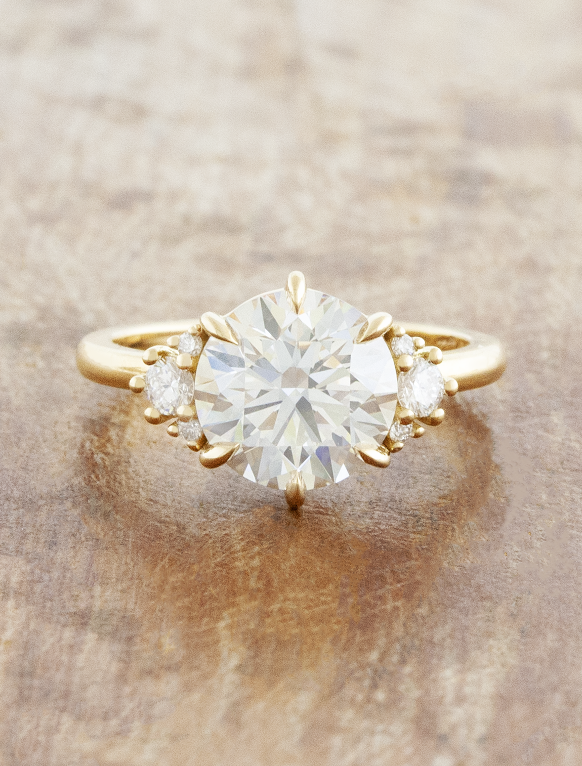 caption:Shown with 2.5ct round in 18k yellow gold
