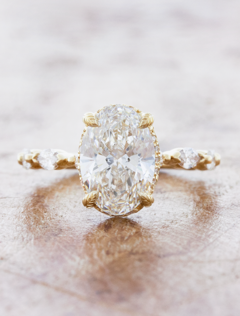 Cassidy: Vintage-Inspired Oval Solitaire with Peek-a-Boo Halo | Ken ...