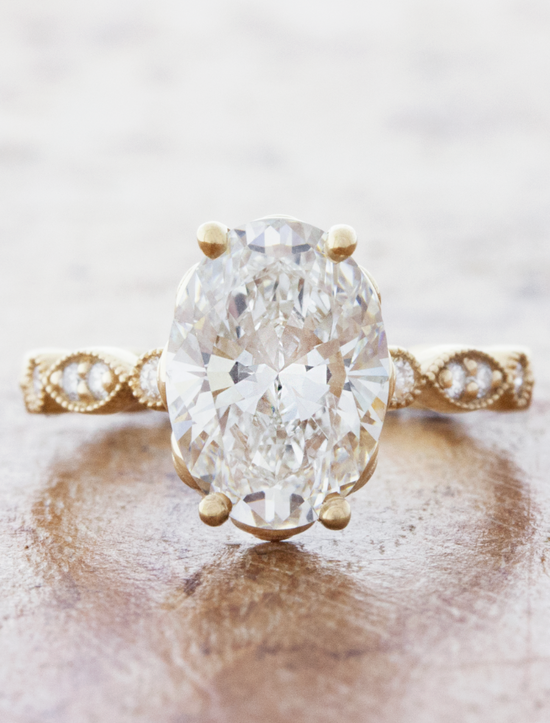 Cecily: Vintage-Inspired Oval Diamond Engagement Ring with Milgrain ...