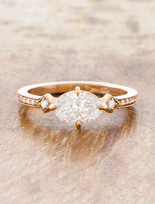 caption:Shown with 0.92ct oval diamond in 14k rose gold 