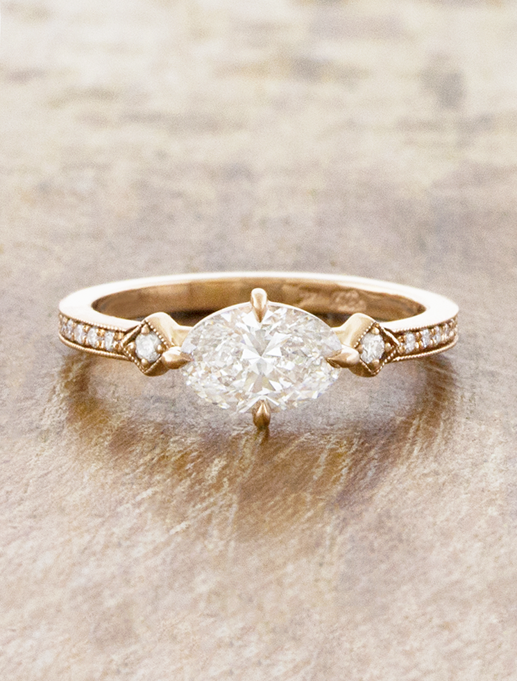 caption:Shown with 0.92ct oval diamond in 14k rose gold 