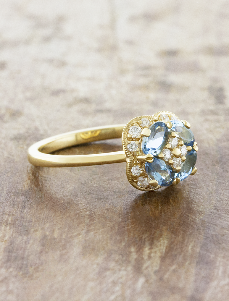 Chloe - Aquamarine & Diamond Floral Ring