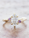 caption:Shown with 1ct marquise diamond in 14k yellow gold, custom lavender sapphires