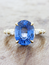 caption:Shown with 5.50ct cornflower blue oval sapphire in 14k yellow gold