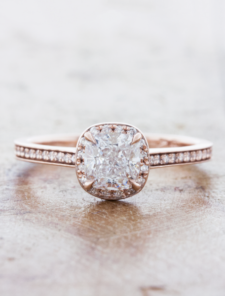 Cora: Chic Cushion Cut Diamond Engagement Ring | Ken & Dana Design