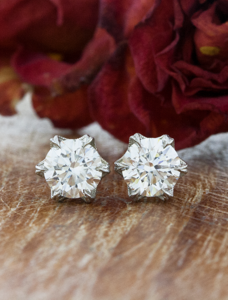Vintage style 2025 diamond stud earrings
