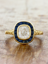 caption:Shown with 1ct cushion cut diamond in 14k yellow gold