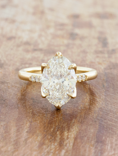 caption:Shown with 2.5ct oval in 14k yellow gold