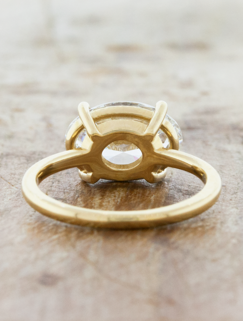 Emi: Modern East-West Set Minimalist Oval Solitaire Ken Dana