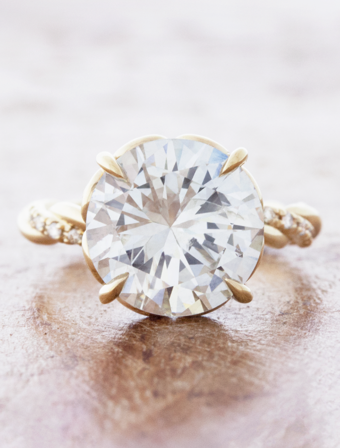caption:Shown with 4.3ct round diamond in 14k yellow gold