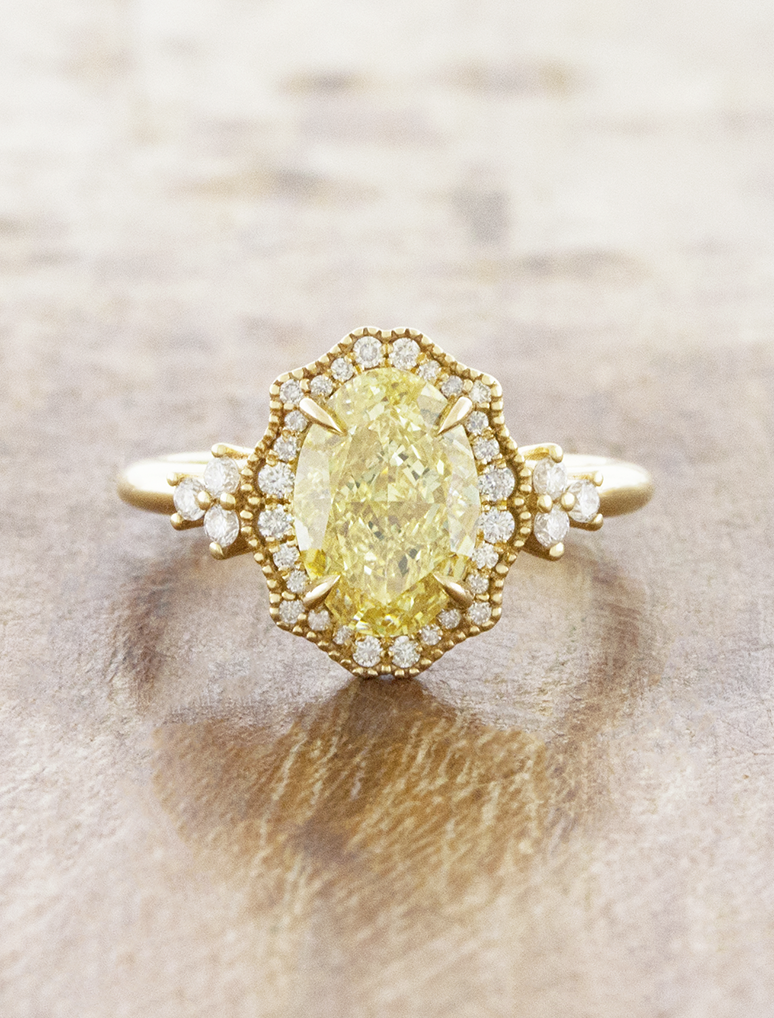caption:Shown with 2ct fancy yellow oval in 14k yellow gold