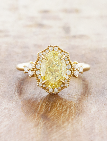 caption:Shown with 2ct fancy yellow oval in 14k yellow gold