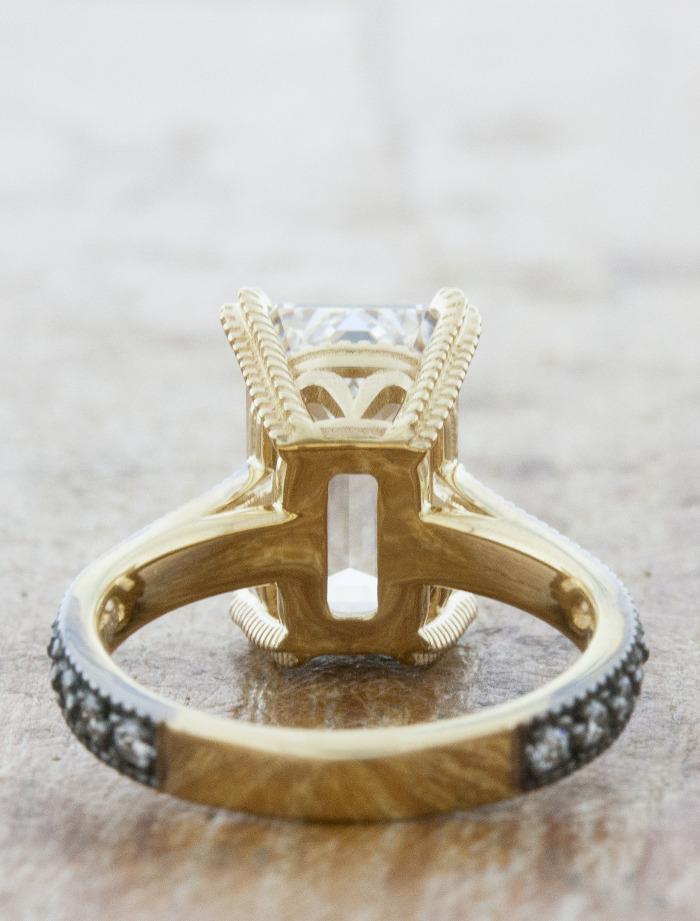 Evette Vintage Inspired Antique Emerald Cut Diamond Engagement