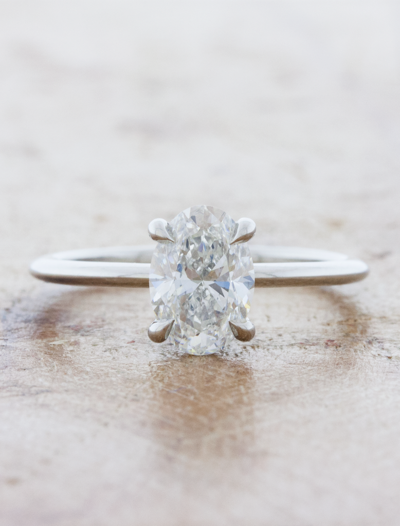 Florina Oval: Platinum Solitaire Engagement Ring with a Thin Band | Ken ...